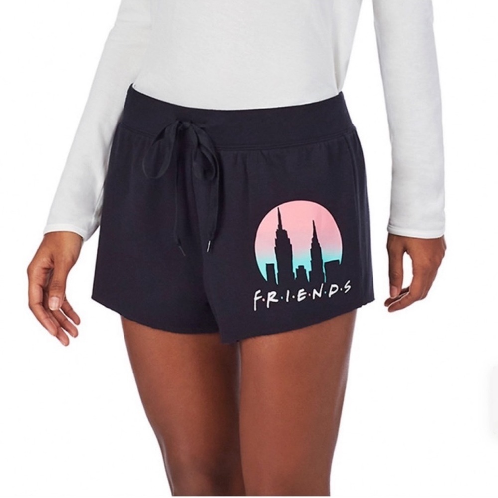Friends French Terry Pajama Shorts Black Size Small